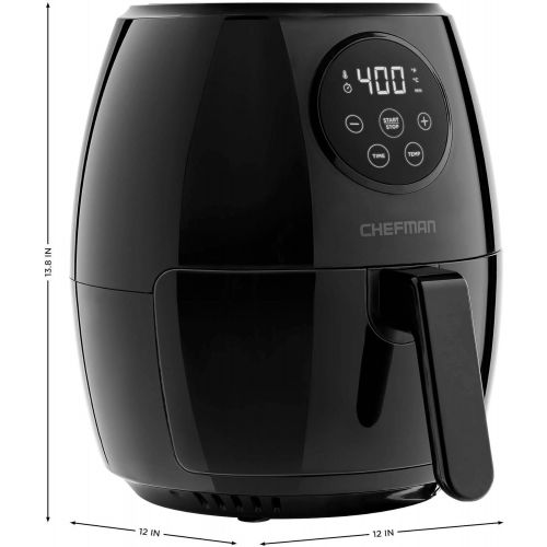  CHEFMAN Small Air Fryer Healthy Cooking, Nonstick, User Friendly and Digital Touch Screen, w/ 60 Minute Timer & Auto Shutoff, Dishwasher Safe Basket, BPA-Free, Glossy Black, 3.7 Qt