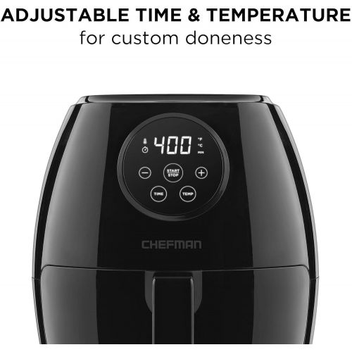  CHEFMAN Small Air Fryer Healthy Cooking, Nonstick, User Friendly and Digital Touch Screen, w/ 60 Minute Timer & Auto Shutoff, Dishwasher Safe Basket, BPA-Free, Glossy Black, 3.7 Qt