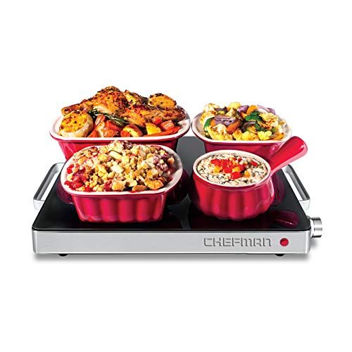  Chefman Compact Glasstop Warming Tray with Adjustable Temperature Control Perfect for Buffets, Restaurants, Parties, Events, Home Dinners and Travel, Mini 15x12 Inch Surface, Keeps