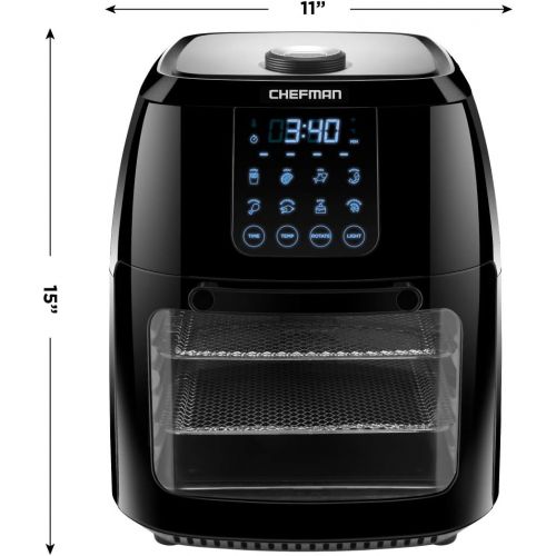  Chefman 6.3 Quart Digital Air Fryer+ Rotisserie, Dehydrator, Convection Oven, 8 Touch Screen Presets Fry, Roast, Dehydrate & Bake, BPA-Free, Auto Shutoff, Accessories Included, XL