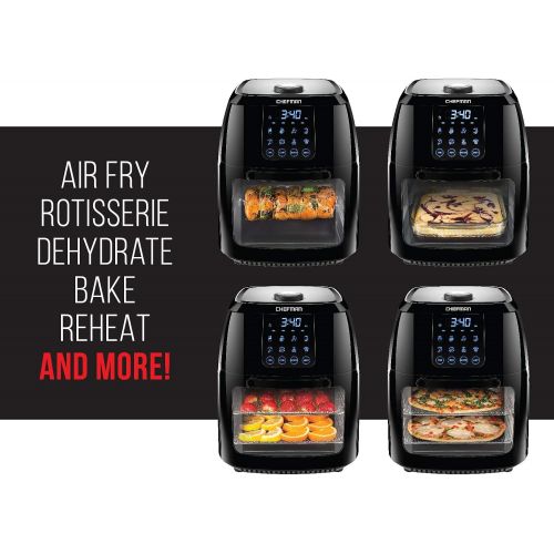  Chefman 6.3 Quart Digital Air Fryer+ Rotisserie, Dehydrator, Convection Oven, 8 Touch Screen Presets Fry, Roast, Dehydrate & Bake, BPA-Free, Auto Shutoff, Accessories Included, XL