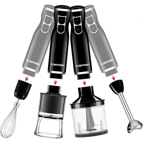  [아마존베스트]Chefman Electric Spiralizer & Immersion Blender/Vegetable Slicer 6-IN-1 Food Prep Combo Kit, Includes 3 Spiralizing Blade Attachments, Zoodle Maker; Grate, Ribbon, Spiral, Blend, C