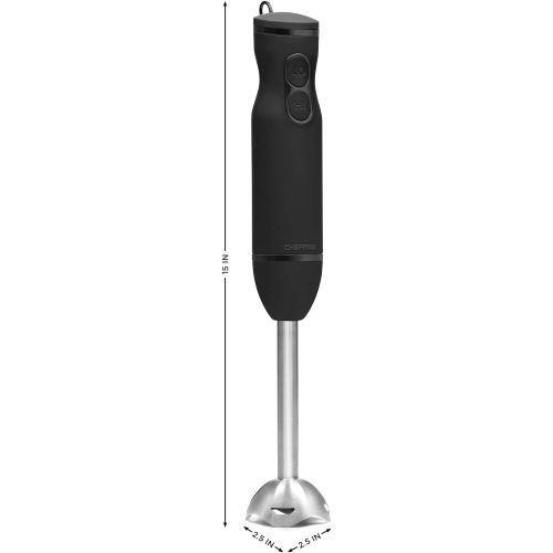  [아마존베스트]Chefman Immersion Stick Hand Blender Powerful Electric Ice Crushing 2-Speed Control Handheld Food Mixer, Purees, Smoothies, Shakes, Sauces and Soups, Black