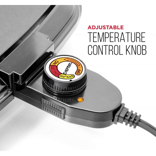  [아마존베스트]Chefman Electric Griddle, Fully Immersible and Dishwasher Safe Features, Adjustable Temperature Control Allows for Versatile Cooking and Removable Slide-out Drip Tray for Easy Clea