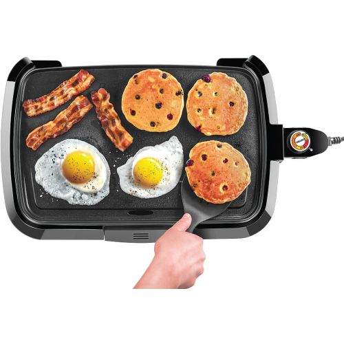  [아마존베스트]Chefman Electric Griddle, Fully Immersible and Dishwasher Safe Features, Adjustable Temperature Control Allows for Versatile Cooking and Removable Slide-out Drip Tray for Easy Clea