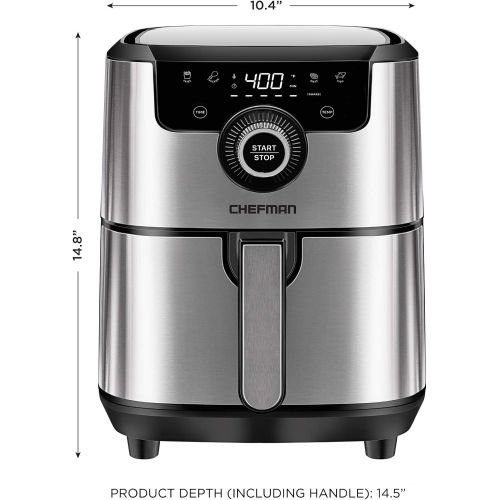  [아마존베스트]Chefman 4.5 Quart Square Air Fryer with Presets & Adjustable Temperature, Nonstick Stainless Steel & Cool-Touch, Dishwasher Safe Basket, BPA-Free w/ 60 Minute Timer, Healthy Rapid