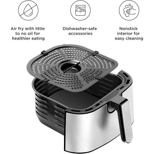  [아마존베스트]Chefman 4.5 Quart Square Air Fryer with Presets & Adjustable Temperature, Nonstick Stainless Steel & Cool-Touch, Dishwasher Safe Basket, BPA-Free w/ 60 Minute Timer, Healthy Rapid
