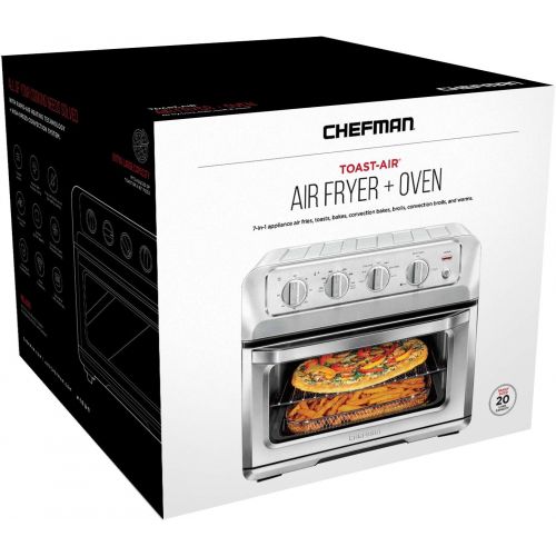  [아마존베스트]Chefman 20L Air Fryer Toaster Oven, 7-in-1 Combo w/Convection Bake & Broil, Auto Shut-Off, 60 Min Timer, Fry Oil-Free, Nonstick Interior, Accessories & Cookbook Included, Stainless