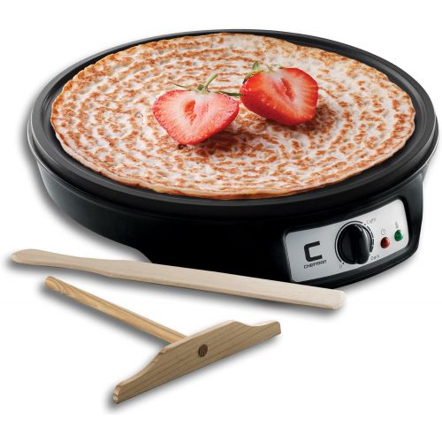  [아마존베스트]Chefman Electric Crepe Maker Griddle: Precise Temperature Control for Perfect Blintzes, Pancakes, Eggs, Bacon and more, 12 Inch Non-Stick Grill Pan, Includes Batter Spreader & Spat