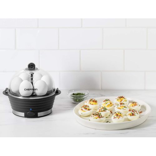  [아마존베스트]Chefman Electric Egg Cooker Boiler, Rapid Poacher, Food & Vegetable Steamer, Quickly Makes Up To 6, Hard, Medium or Soft Boiled, Poaching/Omelet Tray Included, Ready Signal, BPA-Fr