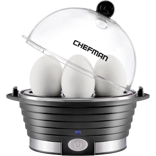  [아마존베스트]Chefman Electric Egg Cooker Boiler, Rapid Poacher, Food & Vegetable Steamer, Quickly Makes Up To 6, Hard, Medium or Soft Boiled, Poaching/Omelet Tray Included, Ready Signal, BPA-Fr