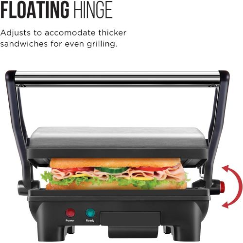  [아마존베스트]Chefman Electric Panini Press Grill and Gourmet Sandwich Maker w/ Non-Stick Coated Plates, Opens 180 Degrees to Fit Any Type or Size Food, Dishwasher Safe Removable Drip Tray, Stai