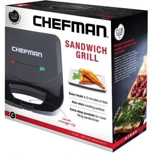  [아마존베스트]Chefman Electric Sandwich Maker Machine, Non-Stick Surface, Dual Griddle Fits 2 Sandwiches, Cut and Seals into Triangles for Perfect Grilled Cheese, Easy Clean, Cool Touch Handles,