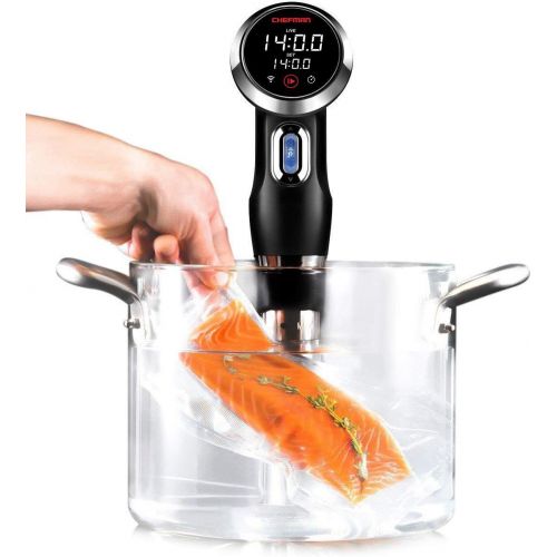  [아마존베스트]Chefman Sous Vide Immersion Circulator w/ Wi-Fi, Bluetooth & Digital Interface, Touchscreen Display, Sous-Vide Cooker Includes Connected App for Guided Cooking, Adjustable Clamp, 1