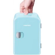 Chefman Mini Portable Blue Personal Fridge Cools Or Heats & Provides Compact Storage For Skincare, Snacks, Or 6 12oz Cans W/ A Lightweight 4-liter Capacity To Take On The Go