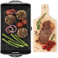 Chefman Electric Smokeless Indoor Grill w/Non-Stick Cooking Surface & Adjustable Temperature Knob from Warm to Sear for Customized BBQing, Dishwasher Safe Removable Water Tray, Bla