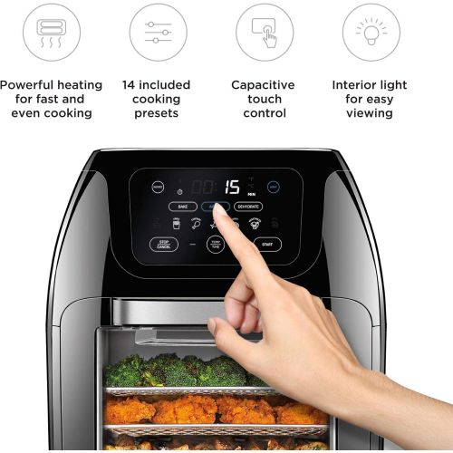  Chefman Multifunctional Digital Air Fryer+ Rotisserie, Dehydrator, Convection Oven, 17 Touch Screen Presets Fry, Roast, Dehydrate & Bake, Auto Shutoff, Accessories Included, XL 10L