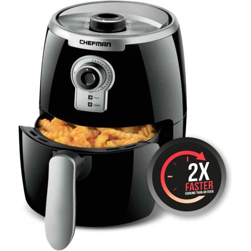  Chefman Small Ultra Quart Compact Air Fryer Healthy Cooking, 2 Qt, Nonstick, User Friendly and Adjustable Temperature Control w/ 60 Minute Timer & Auto Shutoff, Dishwasher Safe Bas