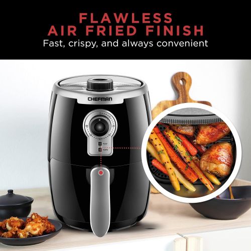  Chefman Small Ultra Quart Compact Air Fryer Healthy Cooking, 2 Qt, Nonstick, User Friendly and Adjustable Temperature Control w/ 60 Minute Timer & Auto Shutoff, Dishwasher Safe Bas