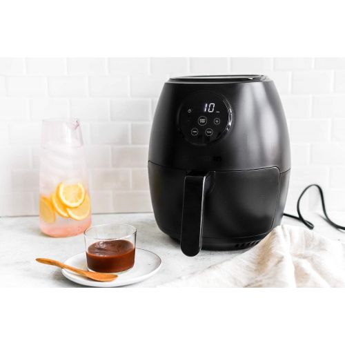  CHEFMAN Small Air Fryer Healthy Cooking, 3.6 Qt, User Friendly, Nonstick, Digital Touch Screen, Dishwasher Safe Basket, w/ 60 Minute Timer & Auto Shutoff, Matte Black, Cookbook Inc