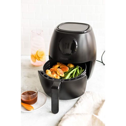  CHEFMAN Small Air Fryer Healthy Cooking, 3.6 Qt, User Friendly, Nonstick, Digital Touch Screen, Dishwasher Safe Basket, w/ 60 Minute Timer & Auto Shutoff, Matte Black, Cookbook Inc