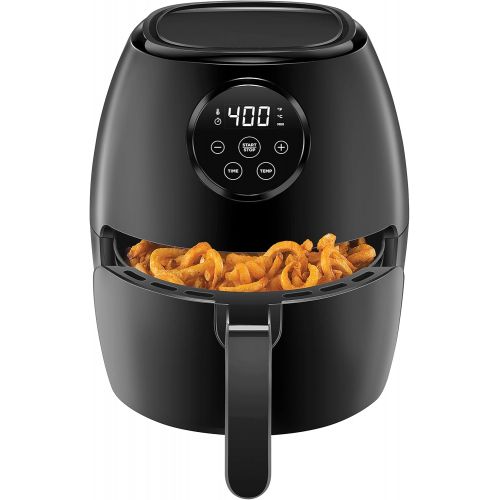  CHEFMAN Small Air Fryer Healthy Cooking, 3.6 Qt, User Friendly, Nonstick, Digital Touch Screen, Dishwasher Safe Basket, w/ 60 Minute Timer & Auto Shutoff, Matte Black, Cookbook Inc