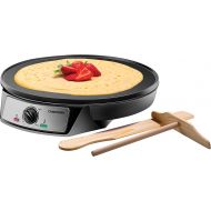 Chefman Electric Crepe Maker & Griddle, Precise Temperature Control Skillet for Perfect Brunch Blintzes, Pancakes, Eggs, Bacon, & Tortillas, 12 Nonstick Grill Pan, Includes Batter