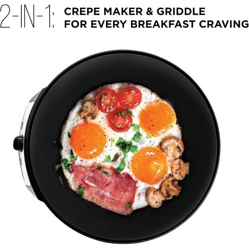  Chefman Electric Crepe Maker & Griddle, Precise Temperature Control Skillet for Perfect Brunch Blintzes, Pancakes, Eggs, Bacon, & Tortillas, 12 Nonstick Grill Pan, Includes Batter