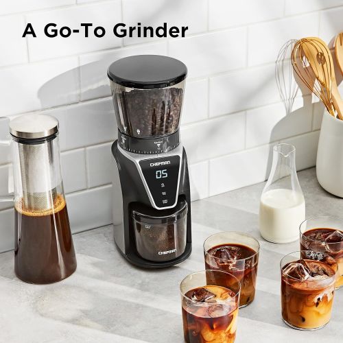  Chefman Conical Burr Coffee Grinder, Create The Boldest & Most Flavorful Grind With 31 Settings From Coarse To Extra Fine, One-Touch Digital Control & 9.7-oz Bean Capacity