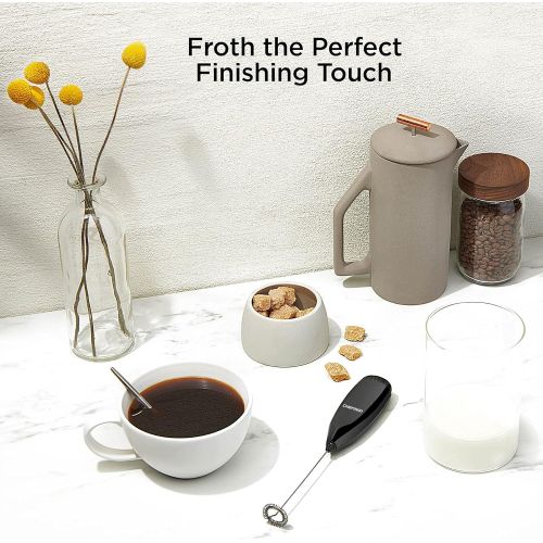  Chefman Handheld Electric Milk Frother Create Foam for Coffee, Cappuccinos, & Lattes, Mix Matcha & Protein Powder, Cordless & Compact, Stainless Steel Wand, Battery Operated