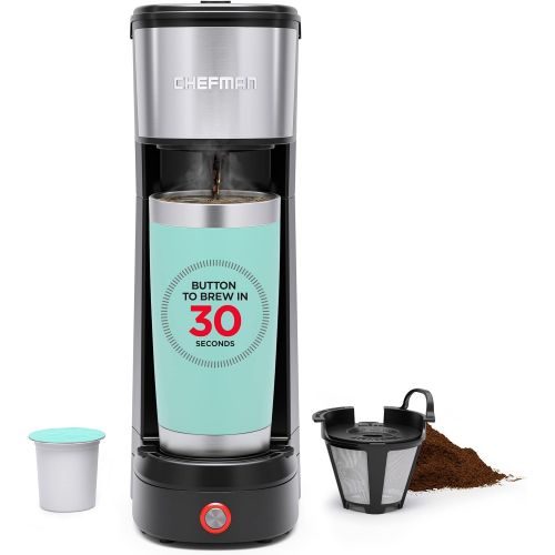  Chefman InstaCoffee Max, The Easiest Way to Brew the Boldest Single-Serve Coffee, Use Fresh And Flavorful Grounds or K-Cups