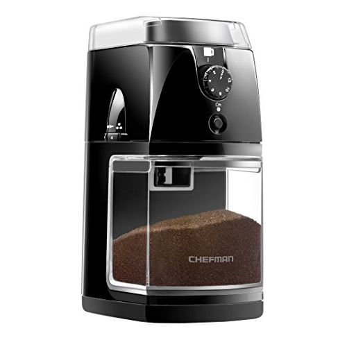  [아마존베스트]Chefman Coffee Grinder Electric Burr Mill - Freshly Grinds Up to 2.8oz Beans, Large Hopper with 17 Grinding Options for 2-12 Cups, Easy One Touch Operation, Cleaning Brush Included