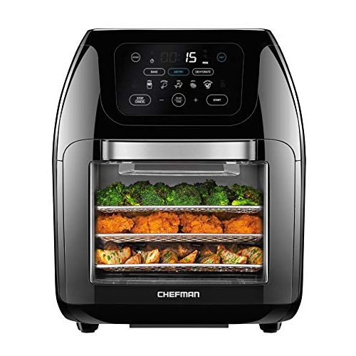  [아마존베스트]Chefman Multifunctional Digital Air Fryer+ Rotisserie, Dehydrator, Convection Oven, 14 Touch Screen Presets Fry, Roast, Dehydrate & Bake, Auto Shutoff, Accessories Included, XL 10L