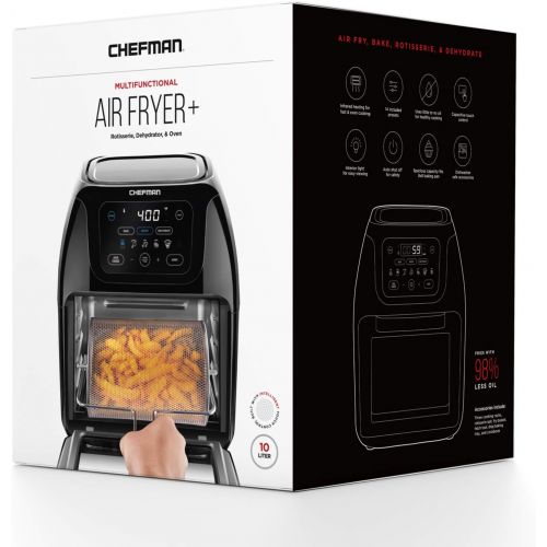  [아마존베스트]Chefman Multifunctional Digital Air Fryer+ Rotisserie, Dehydrator, Convection Oven, 14 Touch Screen Presets Fry, Roast, Dehydrate & Bake, Auto Shutoff, Accessories Included, XL 10L