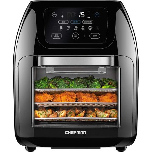  [아마존베스트]Chefman Multifunctional Digital Air Fryer+ Rotisserie, Dehydrator, Convection Oven, 14 Touch Screen Presets Fry, Roast, Dehydrate & Bake, Auto Shutoff, Accessories Included, XL 10L