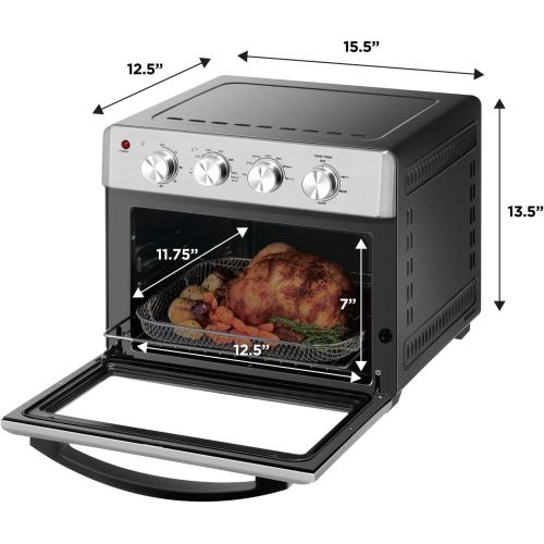  [아마존베스트]Chefman Air Fryer Toaster Oven, 7-in-1, 6 Slice, 26 QT Convection Air Fryer w/ Auto Shut-Off, 60 Min Timer; Bake, Broil, Air Fry Oil-Free, Nonstick, Accessories & Cookbook Included
