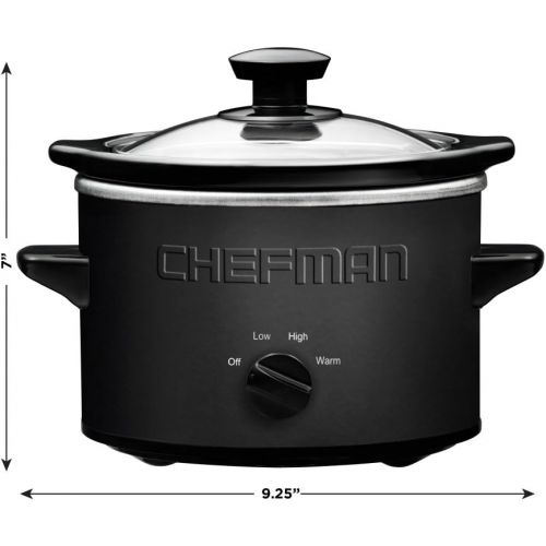  [아마존베스트]Chefman Slow Cooker, Compact Personal Size for 2+ People, Fits 2 lb Roast, Removable Crock, Dishwasher Safe Stoneware & Lid, 1.5 Quart, Black