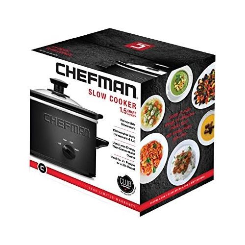  [아마존베스트]Chefman Slow Cooker, Compact Personal Size for 2+ People, Fits 2 lb Roast, Removable Crock, Dishwasher Safe Stoneware & Lid, 1.5 Quart, Black