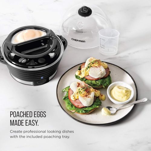  [아마존베스트]Chefman Electric Egg Cooker Boiler, Rapid Egg-Maker & Poacher, Food & Vegetable Steamer, Quickly Makes 12 Eggs, Hard or Soft Boiled, Poaching and Omelet Trays Included, Ready Signa