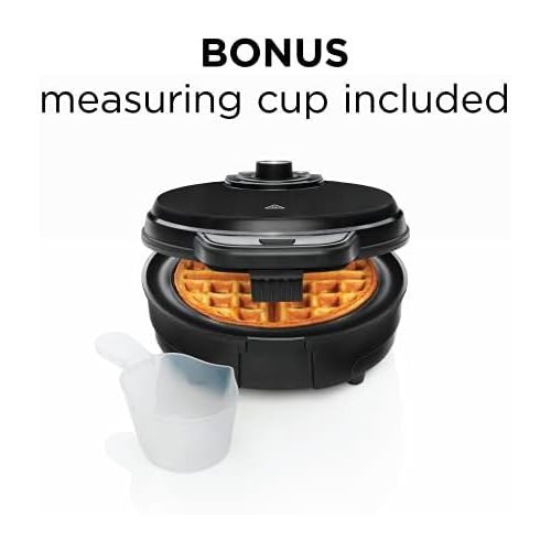  [아마존베스트]Chefman Anti-Overflow Belgian Waffle Maker w/ Shade Selector, Temperature Control, Mess Free Moat, Round Iron w/ Nonstick Plates & Cool Touch Handle, Measuring Cup Included, Black