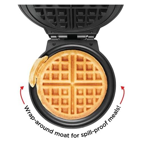  [아마존베스트]Chefman Anti-Overflow Belgian Waffle Maker w/ Shade Selector, Temperature Control, Mess Free Moat, Round Iron w/ Nonstick Plates & Cool Touch Handle, Measuring Cup Included, Black