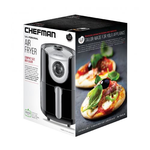  Chefman 1.6 Liter1.7 Quart Personal Compact Mini Air Fryer, Healthy, Oil, Adjustable Temperature Control 30 Minute Timer, Dishwasher Safe Parts, BPA Free, Black