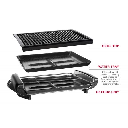 드롱기 Chefman Electric Smokeless Indoor Grill - Griddle w Non-Stick Cooking Surface and Adjustable Temperature Knob from Warm to Sear for Customized Grilling, Dishwasher Safe Removable