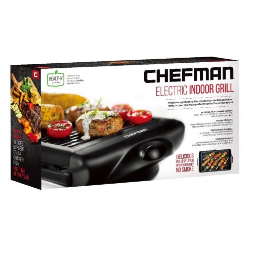 드롱기 Chefman Electric Smokeless Indoor Grill - Griddle w Non-Stick Cooking Surface and Adjustable Temperature Knob from Warm to Sear for Customized Grilling, Dishwasher Safe Removable