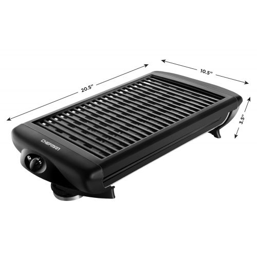 드롱기 Chefman Electric Smokeless Indoor Grill - Griddle w Non-Stick Cooking Surface and Adjustable Temperature Knob from Warm to Sear for Customized Grilling, Dishwasher Safe Removable