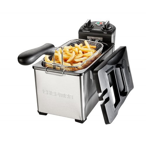  Chefman Deep Fryer 3.7 Quarts, Stainless-steel with Rotary Knob for Adjusting the Temperature, Removable Oil Container - RJ07-3SS-T