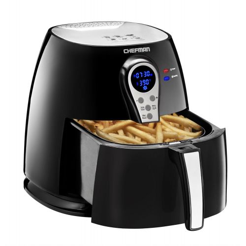  Chefman 2.5 Liter2.6 Quart Air Fryer with Digital Display Adjustable Temperature Control for The Perfect Result in Frying a Variety of Foods, BPA Free, Cool-to-Touch Exterior