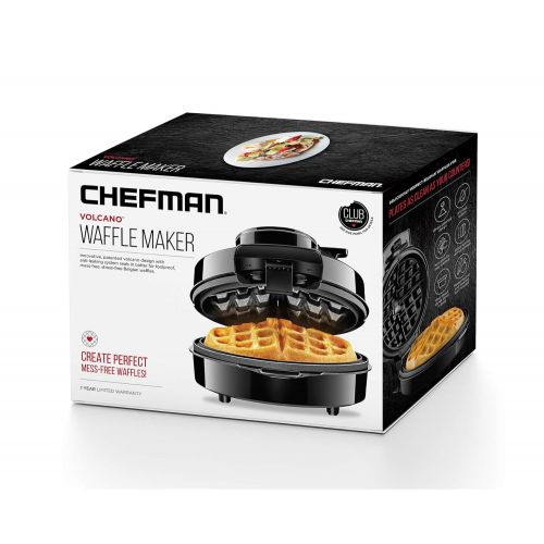  NEW & IMPROVED Chefman Perfect Pour Volcano Belgian Waffle Maker, No Overflow Design, Round Waffle Iron, Mess & Stress Free, Best Small Appliance Innovation Award Winner, Measuring