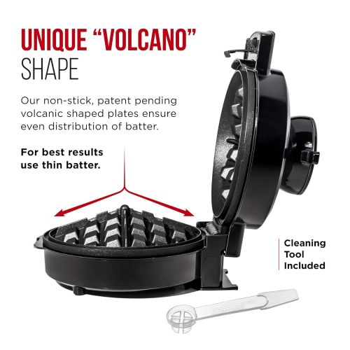  NEW & IMPROVED Chefman Perfect Pour Volcano Belgian Waffle Maker, No Overflow Design, Round Waffle Iron, Mess & Stress Free, Best Small Appliance Innovation Award Winner, Measuring