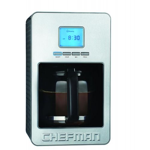  Chefman RJ14-12SS-P-Grey 12 Cup Programmable Coffee Maker with Stainless Steel Face, Grey